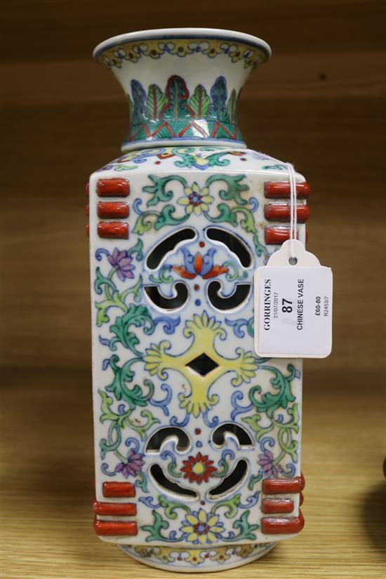 A Chinese doucai double walled vase